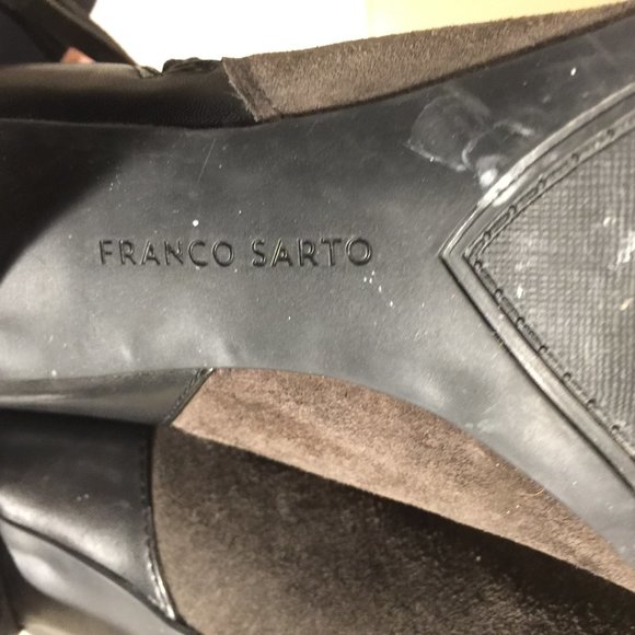 Franco Sarto Ladies Heeled Booties Size 7.5 M Boots Black Grey - Picture 12 of 16